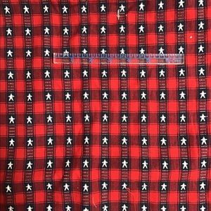 Red, white, and blue checks and stars fabric, perfect for clothing or crafts